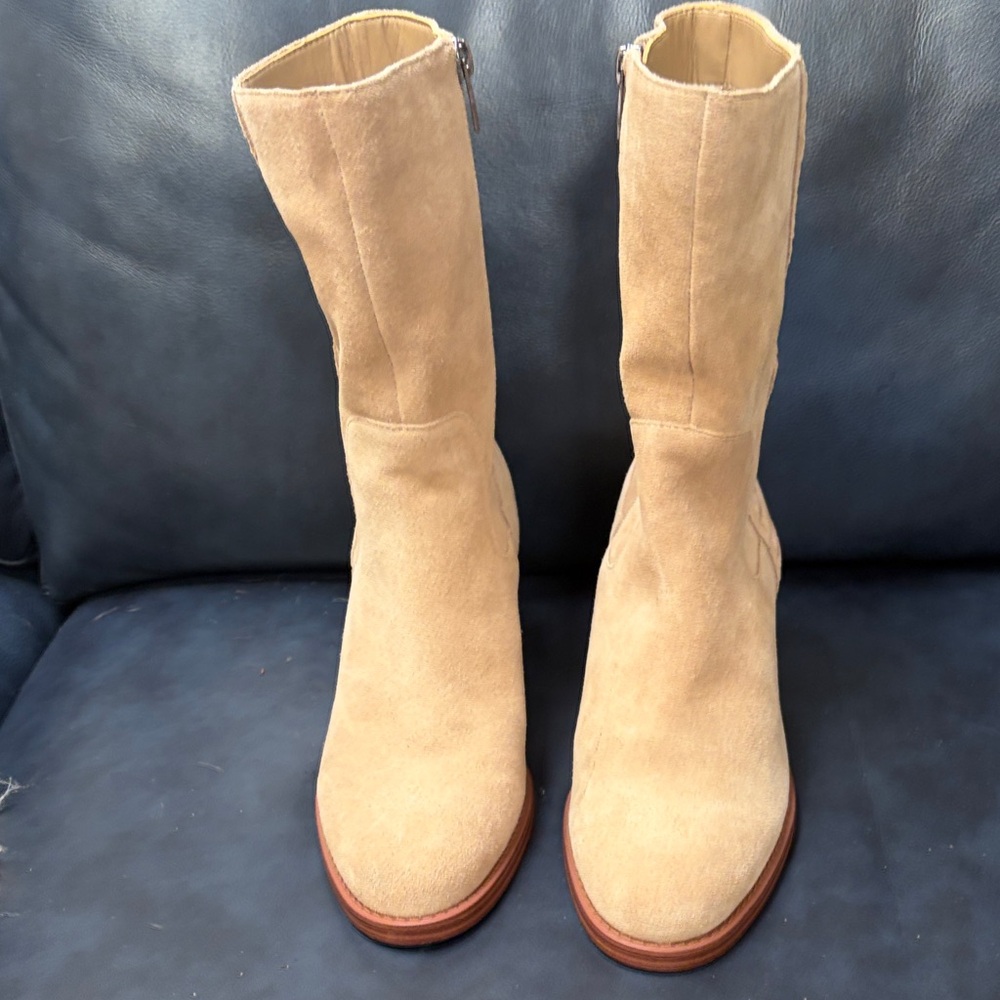 Vince Camuto Beige Suede Heeled Boots